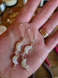 Hand-Made Silver Wire Wrapped Double Moon Shell Earrings