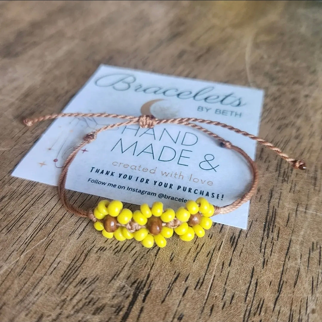 Sunflower wax cord bracelet