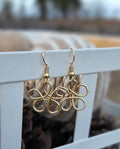 Hand-Made Gold Tone Wire Wrapped Flower Earrings