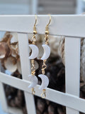 Hand-Made Gold Wire Wrapped Double Moon Shell Earrings
